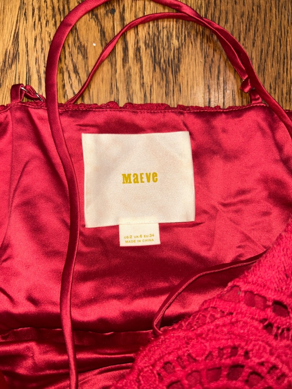 Maeve by Anthropologie Wine Lace Spaghetti-Strap Spring Wedding Guest Dress - Picture 6 of 9